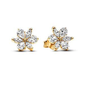 Pandora Sparkling Herbarium Cluster Stud Earrings 14K Gold-Plated
